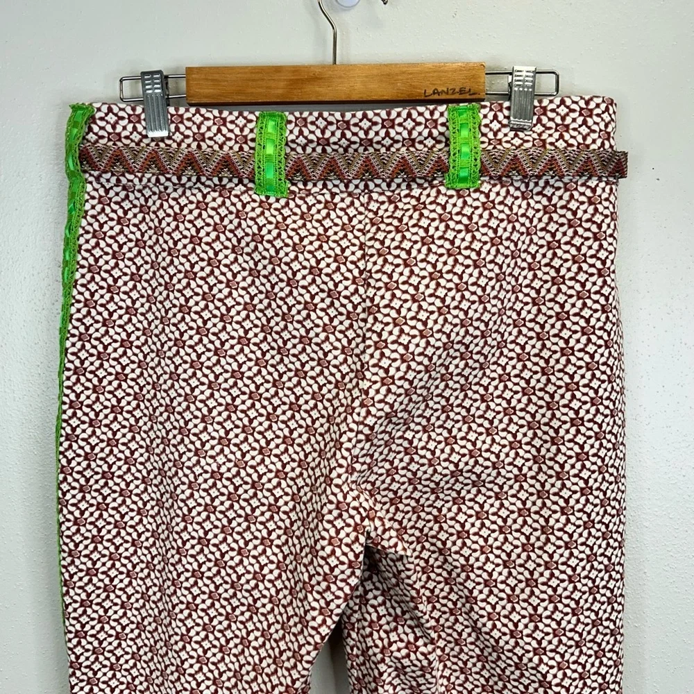 Floral Colorful Flare Pants Fun Festival Hippie Boho‎ Size 12 Stretch Maximalist